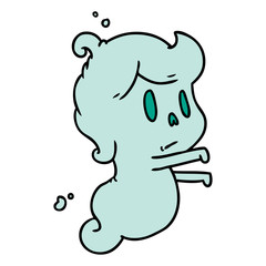 cartoon of a kawaii cute ghost