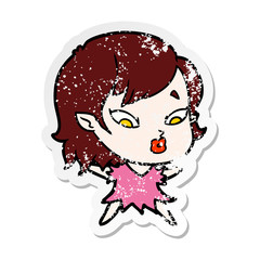 distressed sticker of a cute cartoon vampire girl