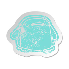 distressed old sticker kawaii of a cute penguin