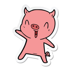 Obraz na płótnie Canvas sticker of a cartoon pig dancing