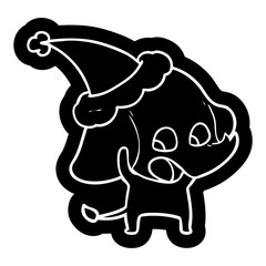 cute cartoon icon of a elephant wearing santa hat