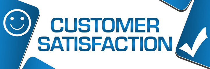 Customer Satisfaction Blue Rounded Squares Left Right Symbols 