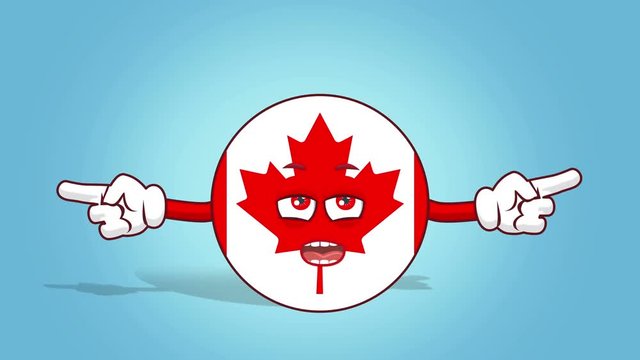Cartoon Icon Flag Canada Unhappy Double Pointer Speak with Face Animation with Alpha Matte