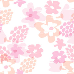 Abstract floral seamless pattern with trendy hand drawn textures.