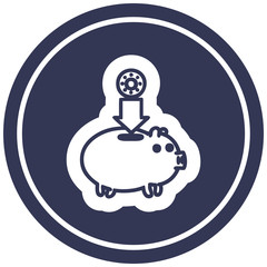 piggy bank circular icon