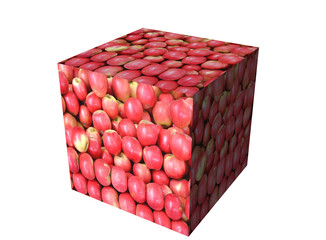 red apples in box isolated on white background