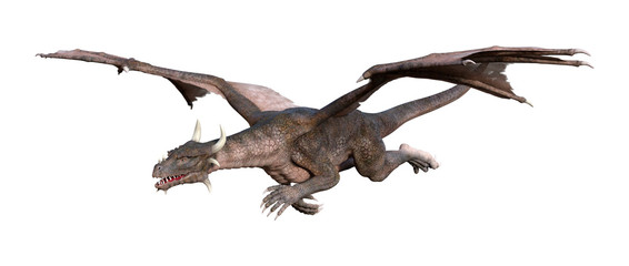 3D Rendering Fairy Tale Dragon on White