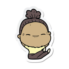 sticker of a cartoon peaceful old woman