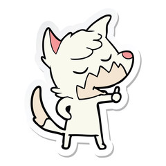 sticker of a friendly cartoon fox giving thumbs up sign