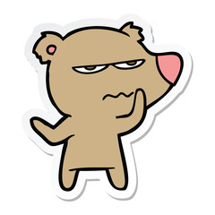sticker of a angry bear cartoon