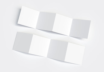 Unfolding Square 4-Fold Brochure Outside & Inside Mockup. 3d rendering.
