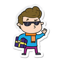 sticker of a cartoon cool guy