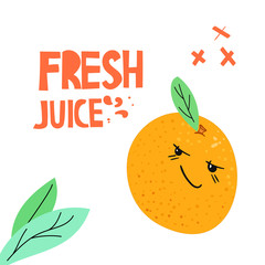 Orange juice flat hand drawn vector illustration
