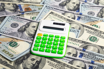 Fototapeta premium electronics calculator american hundred dollar