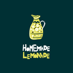 Homemade lemonade hand drawn lettering, typography