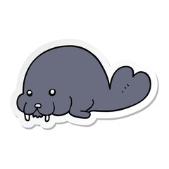 sticker of a cute cartoon walrus