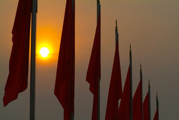 CHINE drapeau soleil orange