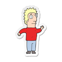 sticker of a cartoon man waving