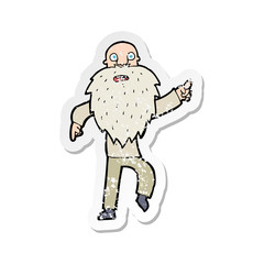 retro distressed sticker of a cartoon stressed old man