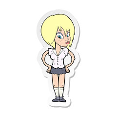 sticker of a cartoon woman with hands on hips