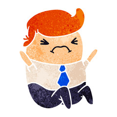 retro cartoon of an angry kawaii business man