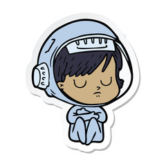 sticker of a cartoon astronaut woman