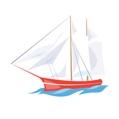 Frigate Ship on the Water. Vector Illustration