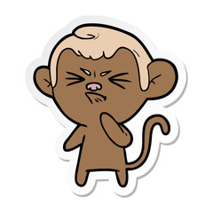 sticker of a cartoon angry monkey