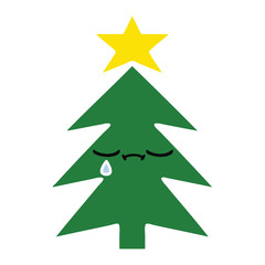 flat color retro cartoon christmas tree