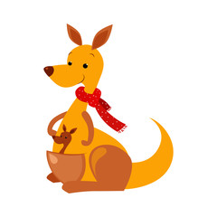 Kangaroo. Funny Alphabet, Animal Vector Illustration