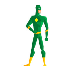 Superhero Wearing Green Suite Vector Illustration