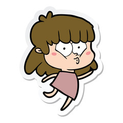 sticker of a cartoon whistling girl