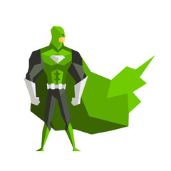 Superhero In Green Suite Vector Illustration