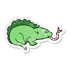 Obraz premium distressed sticker of a cartoon lizard
