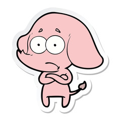 sticker of a cartoon unsure elephant