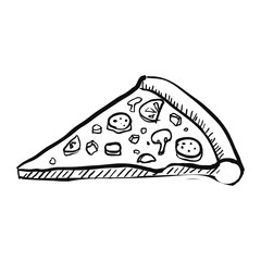Pizza Slice. Handdrawn Vector Illustration