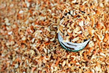 basket of small dried shrimps