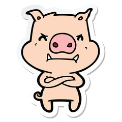 Fototapeta premium sticker of a angry cartoon pig