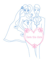 Bride and groom - doodle illustration
