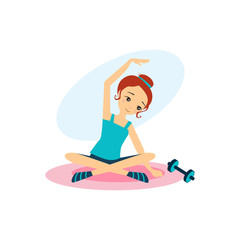 Sport with Dumbbells. Daily Routine Activities of Women. Vector Illustration