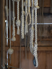 Traditionally made rope hanging from ancient pegs