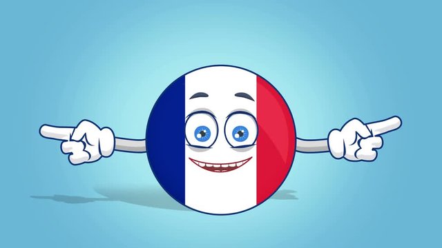 Cartoon Icon Flag France Double Side Pointer with Face Animation with Alpha Matte