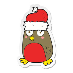 sticker of a cartoon christmas robin