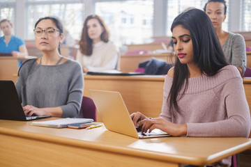 Multinational group of students in an auditorium