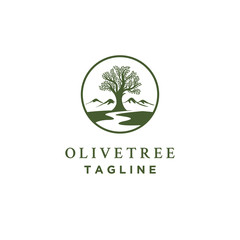 olive tree logo designs with creeks or rivers symbol