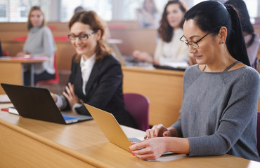 Multinational group of students in an auditorium