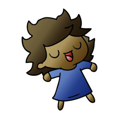 gradient cartoon of cute kawaii girl