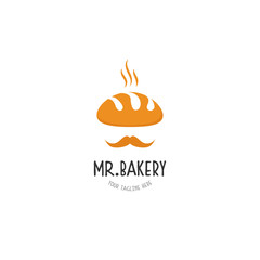 bakery man logo design with the mustache symbol