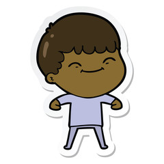 sticker of a cartoon happy boy
