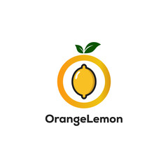 circle lemonade logo designs with leaves symbol